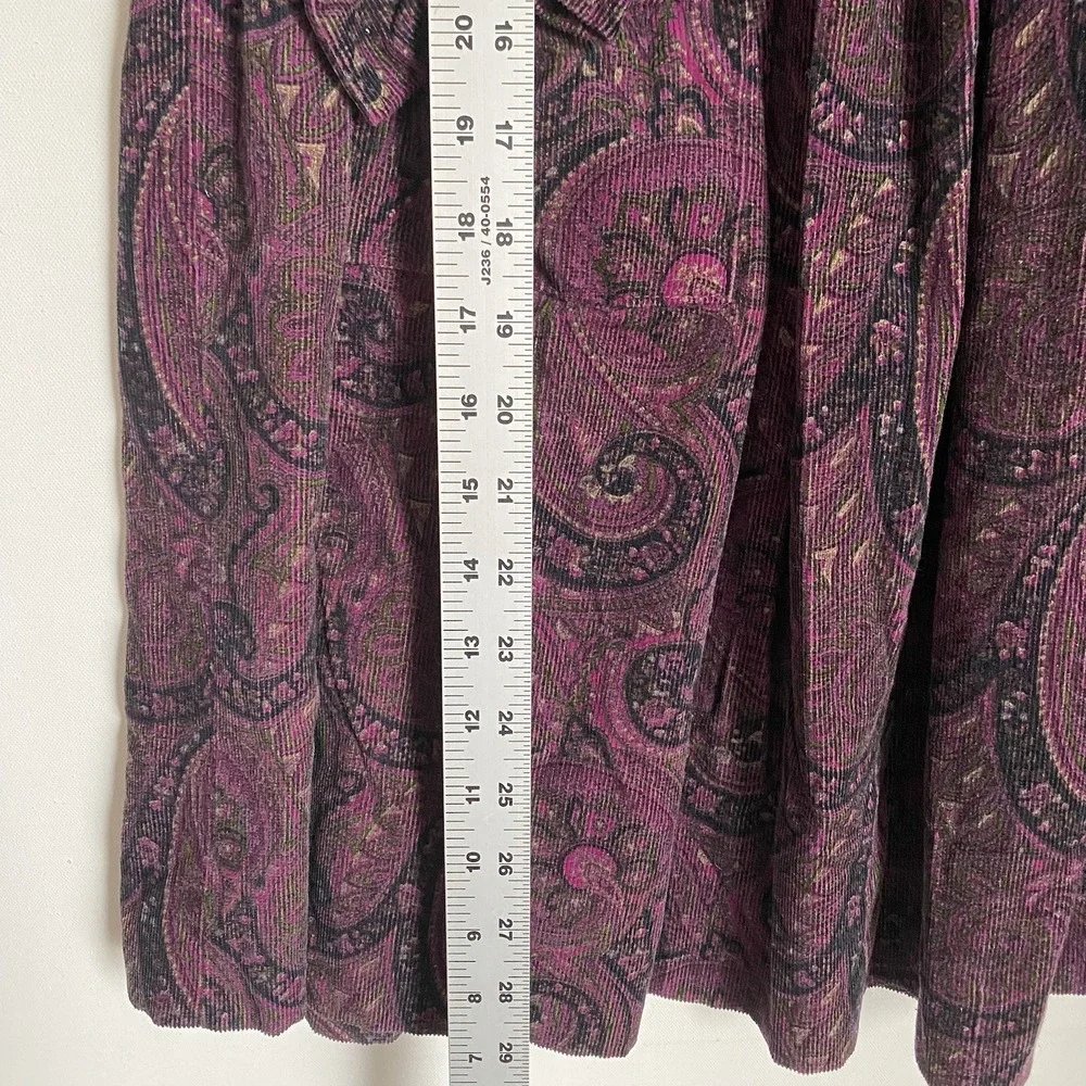 Vintage Dress Girls 7 Years Purple Corduroy Paisley Floral by Rosalind Rogers